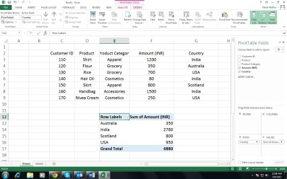 Pic 3: Showing where to drag your titles in Pivot Table
